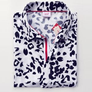 Black White Snow Leopard with Dash of Red